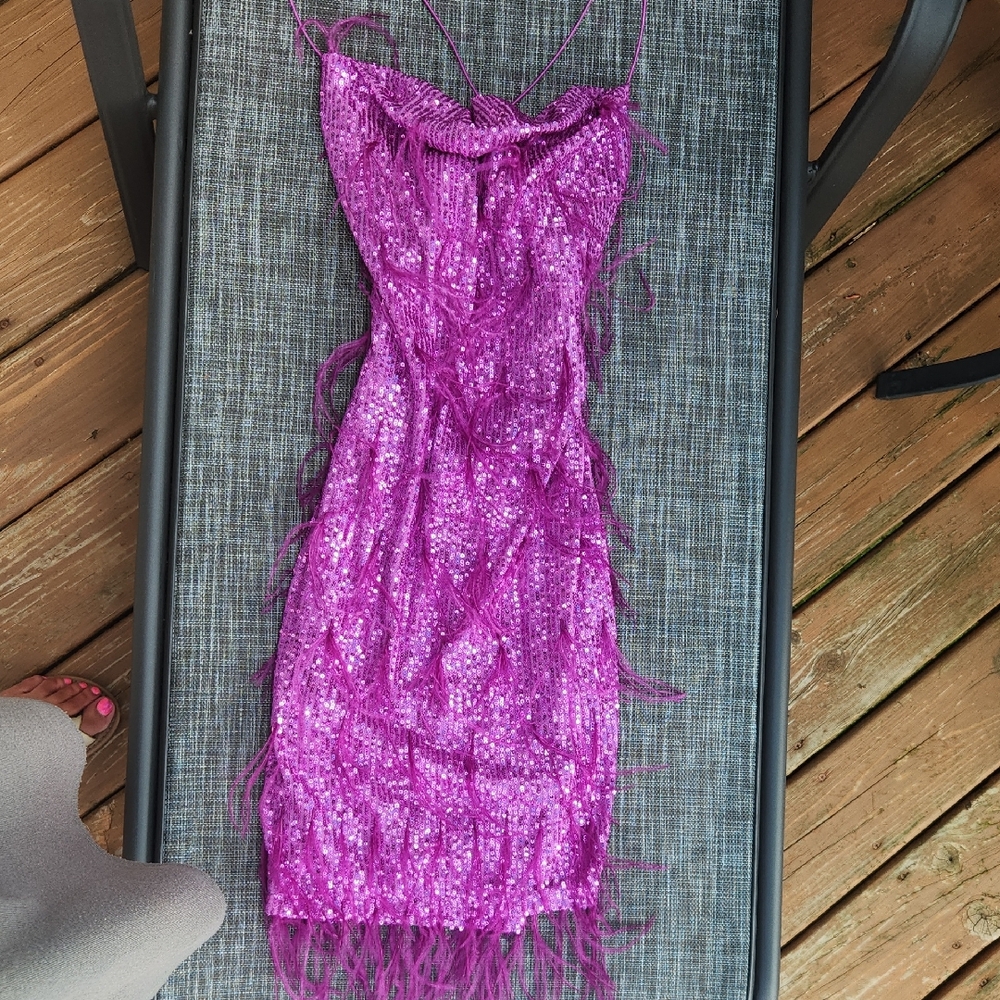 B Darlin Sparkling Fuchsia Mini Dress